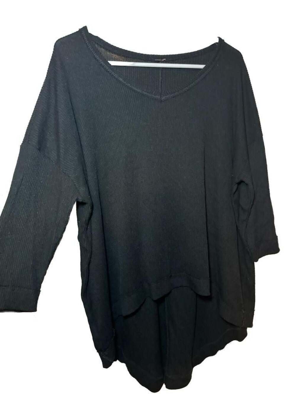SO Juniors' Plus Size Waffle Knit Oversized‎ V-Neck High-Low Top